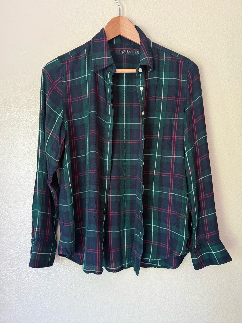 Lauren Ralph Lauren Black Label Green & Navy Plaid Button-Down Shirt